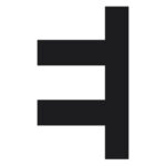 A bold, black mathematical symbol representing there exists (∃), shown in a simple, sans-serif style on a white background.