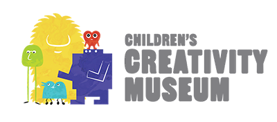 Logo for the Children’s Creativity Museum featuring colorful, playful cartoon characters and bold, stylized text reading “Children’s Creativity Museum” on a yellow background.