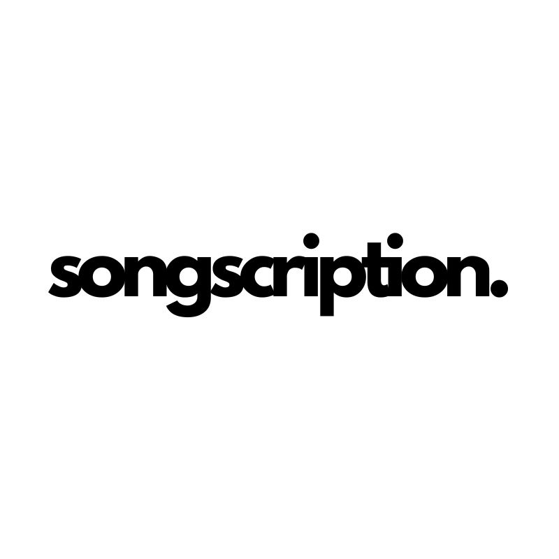 The image displays the word songscription. in bold, black, lowercase letters on a plain white background.